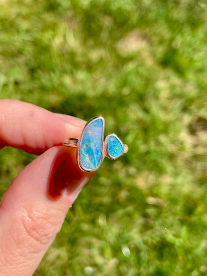 Australian Opal Split Ring Size 6.5-7.5