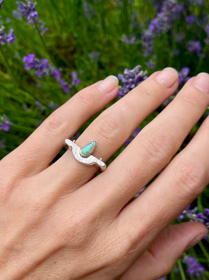 Sterling Silver turquoise and Gold detailed ring size 7.5