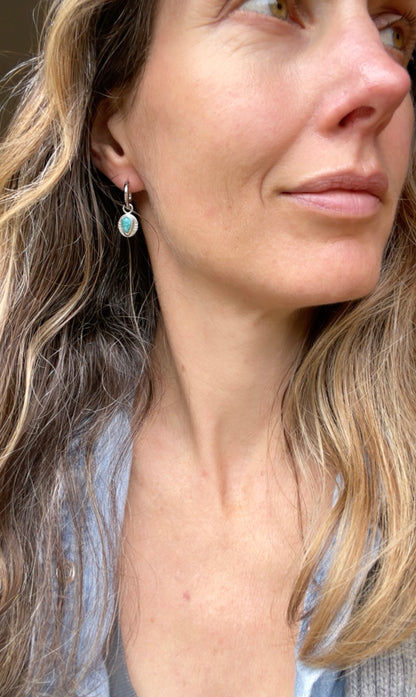 Whitewater turquoise Huggie Hoop Earrings 1
