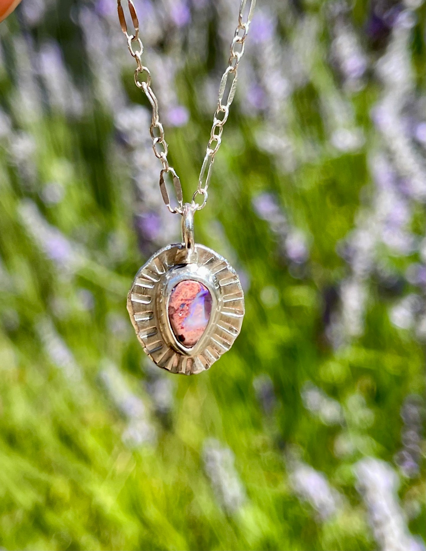 Recycled Mexican Fire Opal necklace 2