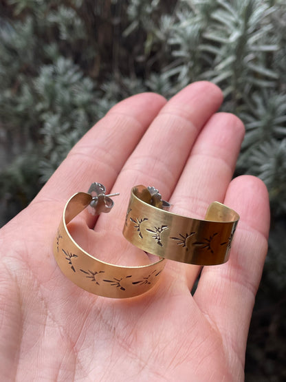 Hand stamped Brass Hoops 2