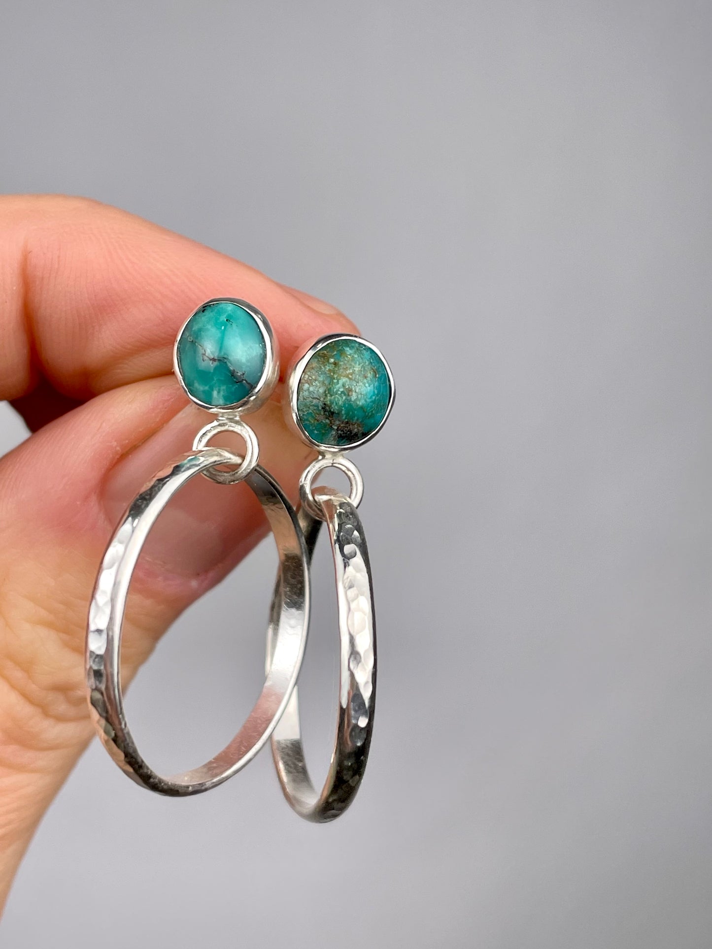 Turquoise Silver studs with hoops