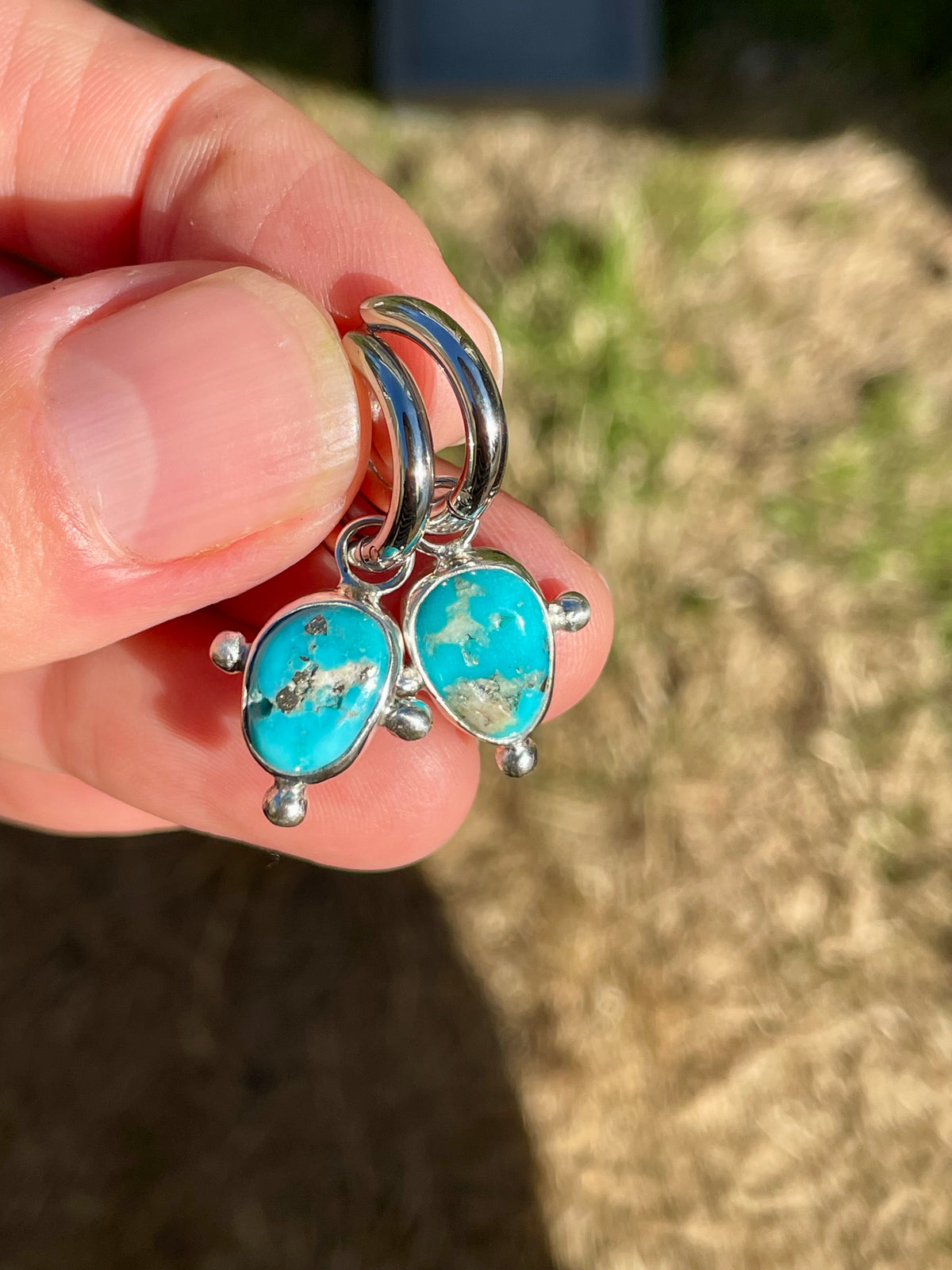 Turquoise Huggie Hoop Earrings