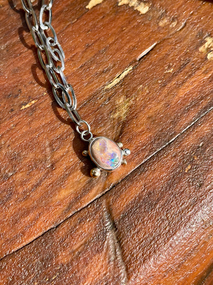 Mexican Fire Opal Chain Necklace 4