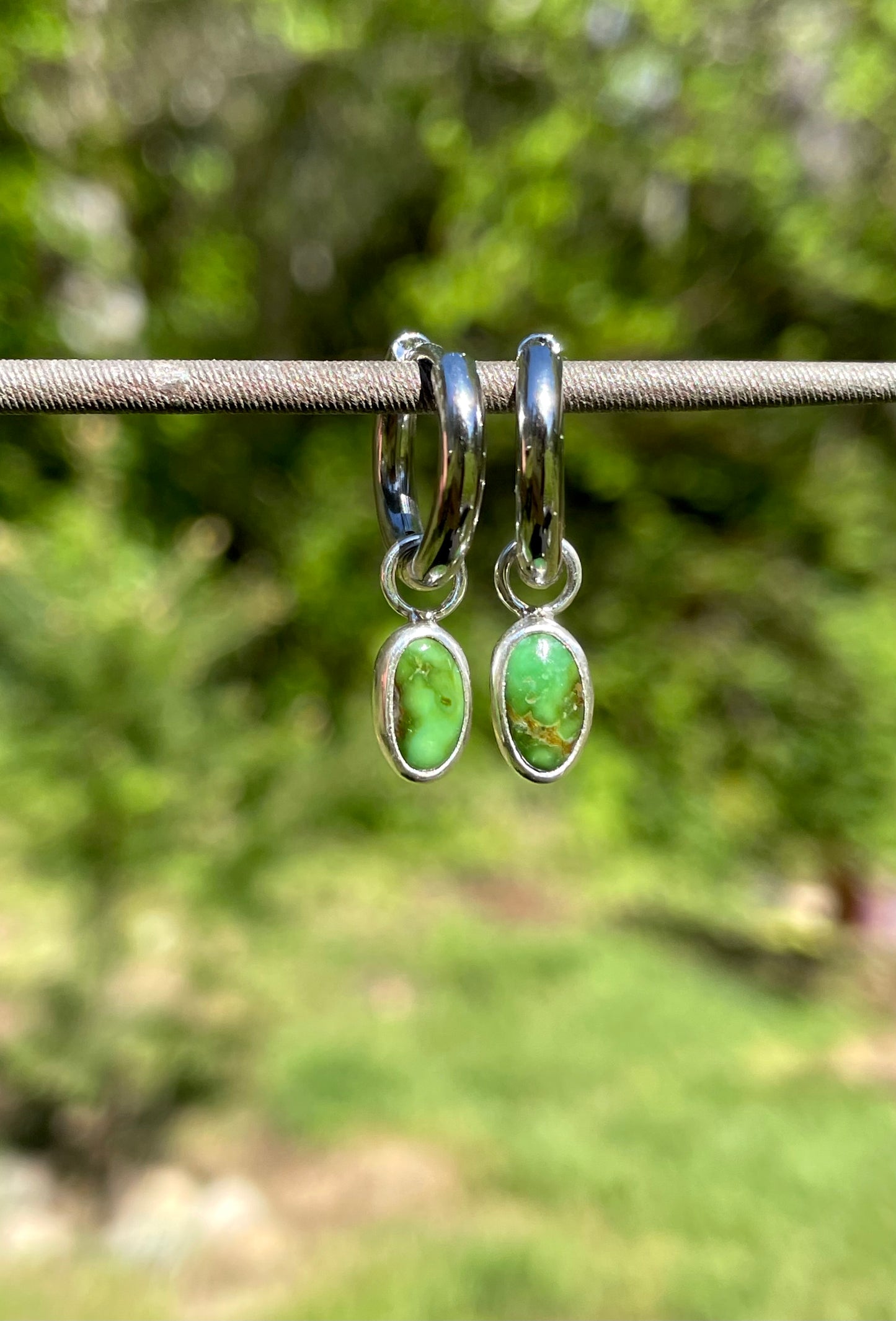 Green Sonoran Turquoise Huggie Hoop