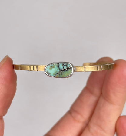 Brass and Sterling Variscite Cuff