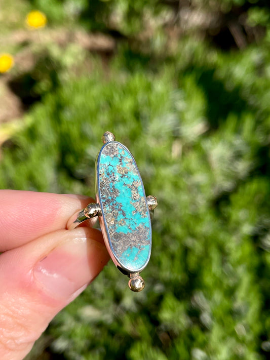 Turquoise compass Ring Size 8