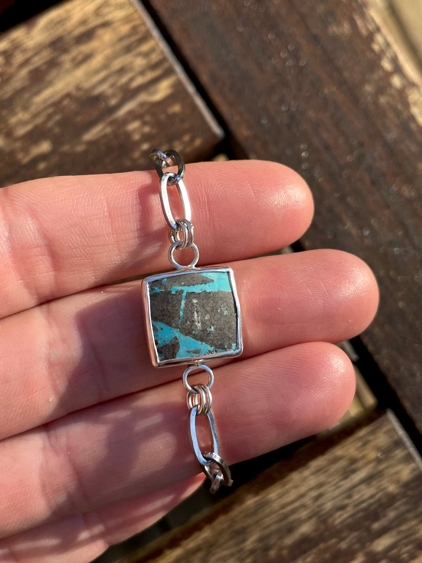 Turquoise Square Chain Bracelet