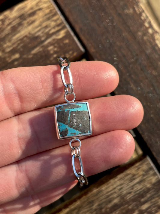 Turquoise Square Chain Bracelet
