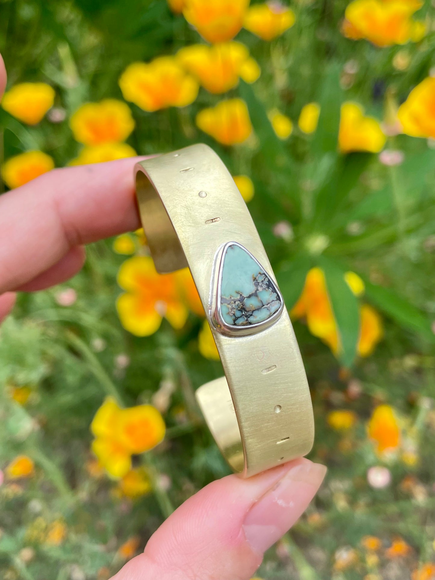 Stamped Brass Cuff with Varicsite 2