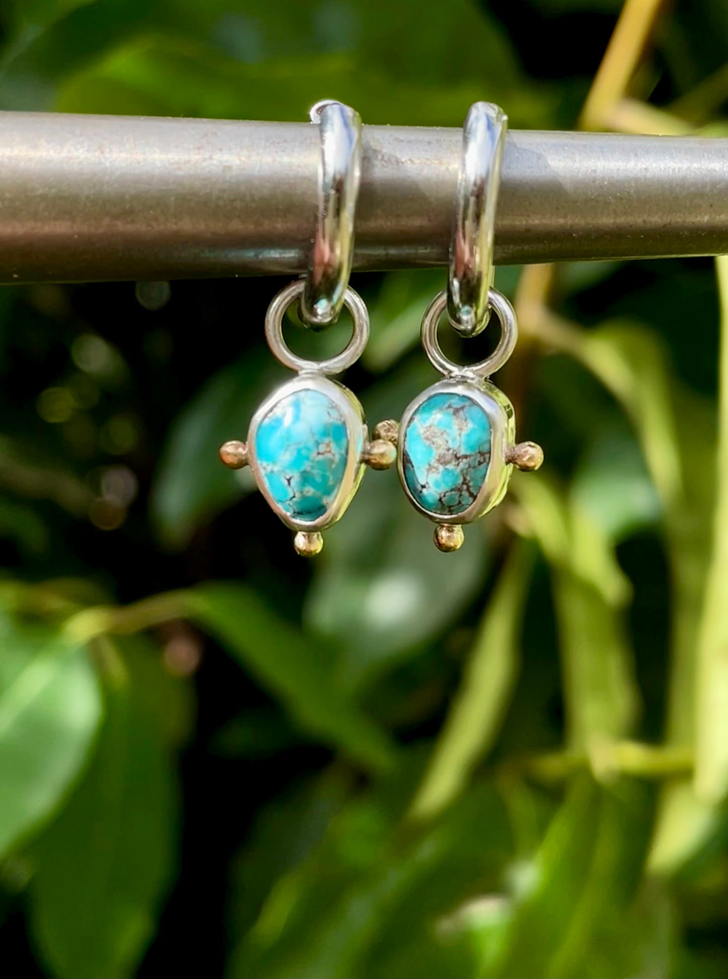 Turquoise Huggie Hoop