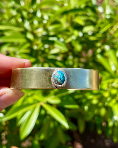 Chunky Turquoise Brass Cuff 3