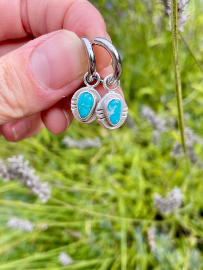 Whitewater turquoise Huggie Hoop Earrings 1