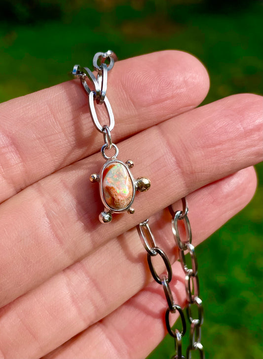 Mexican Fire Opal Chain Necklace 1