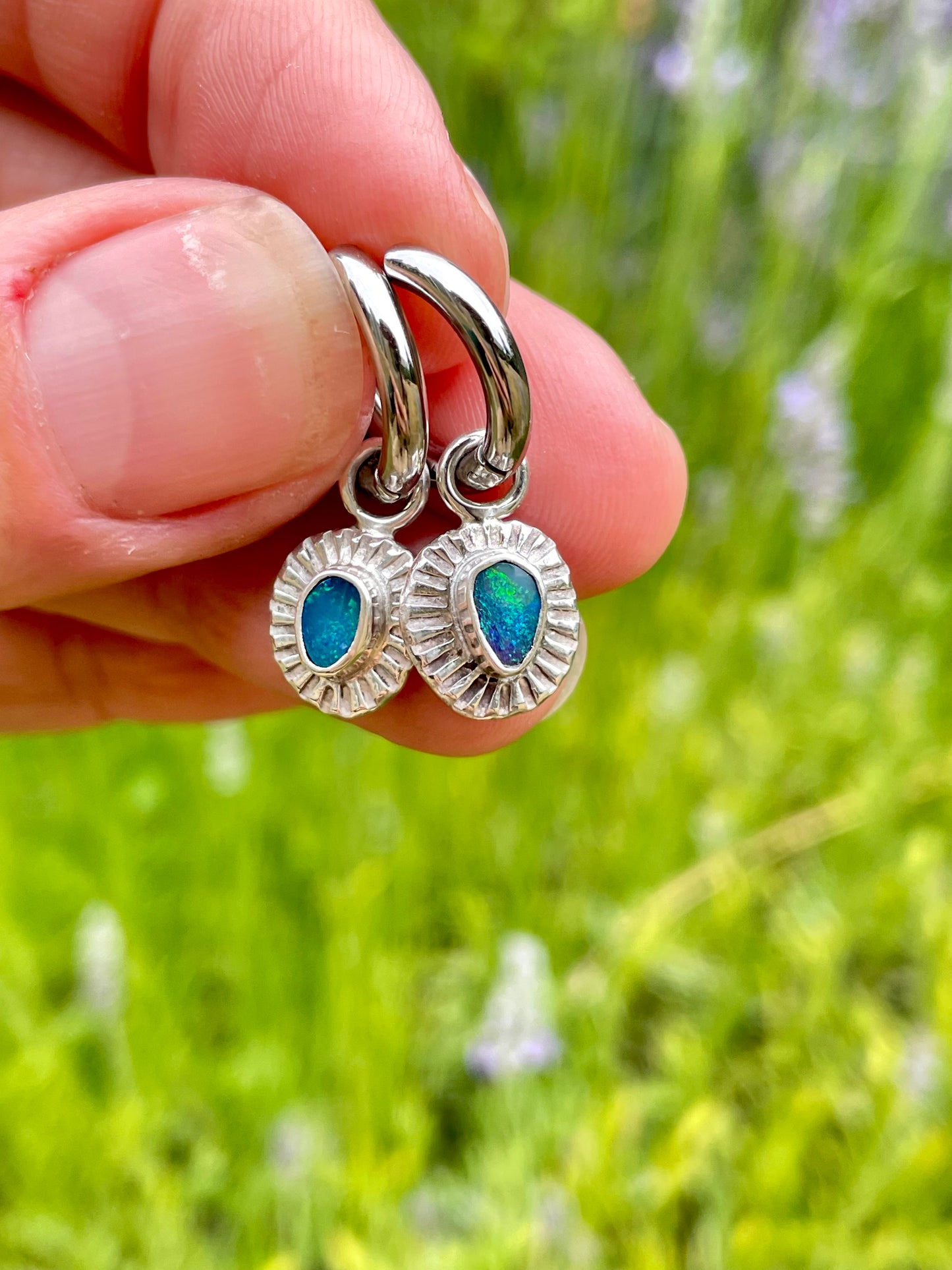 Australian Opal Huggie Hoops 1