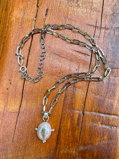 Mexican Fire Opal chain necklace 1