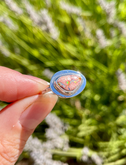 Recycled Mexican Fire Opal Ring size 7.25