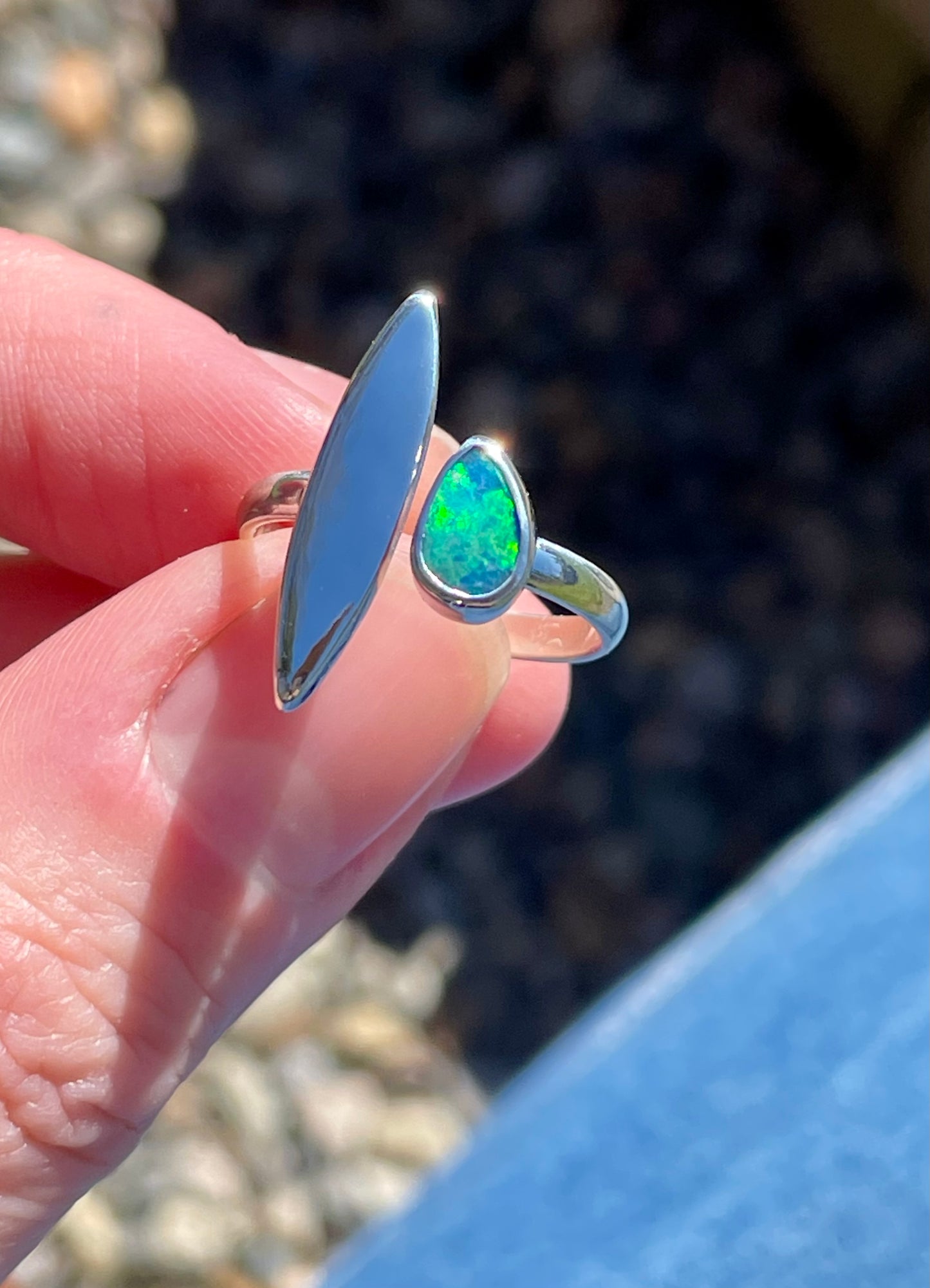 Australian Opal split Ring size 7-8.5