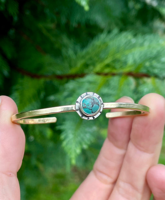 Mixed metal Turquoise Cuff 3
