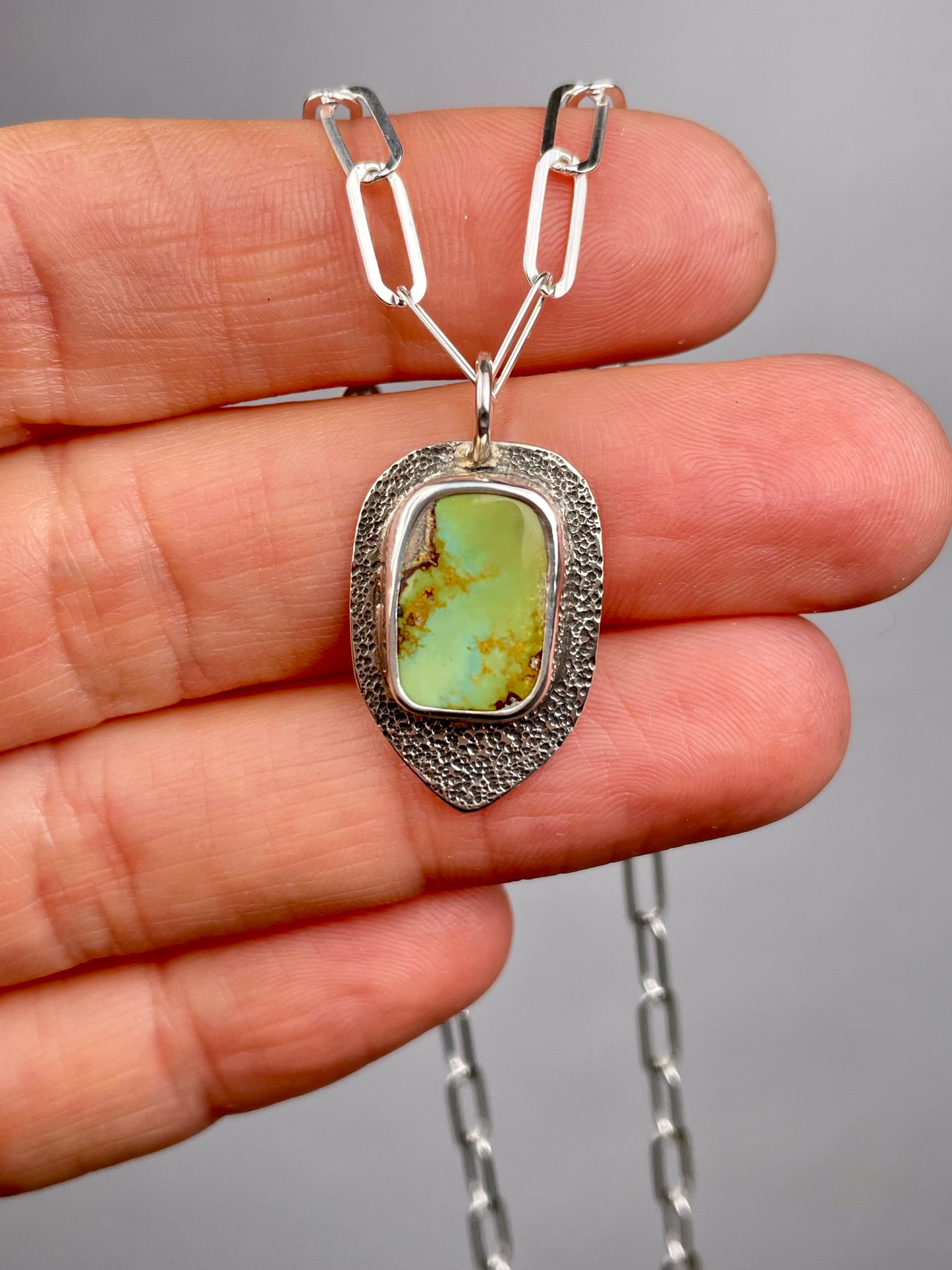 Textured Variscite Pendant