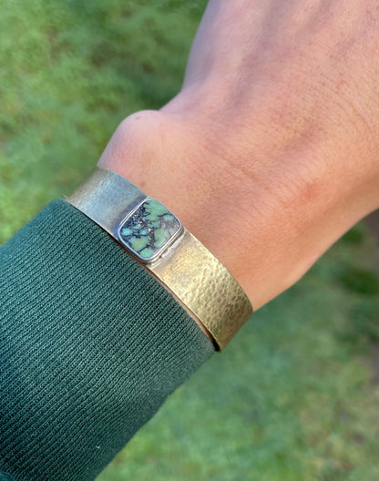 Wide Variscite Brass Cuff 2
