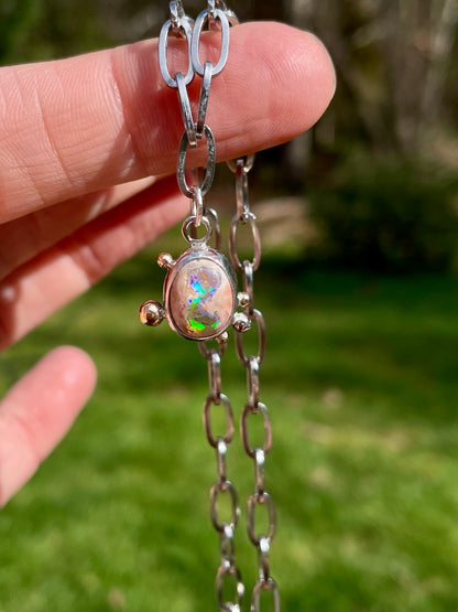 Mexican Fire Opal Chain Necklace 4