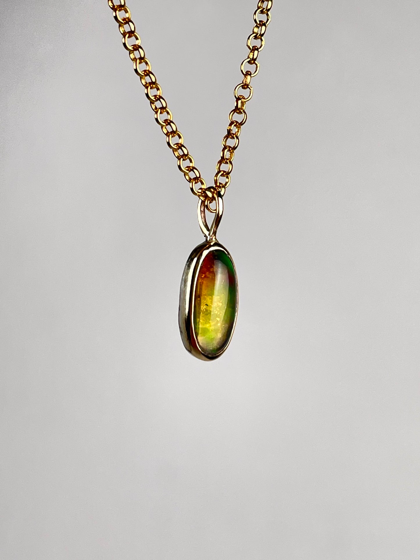 Mexican Fire Opal Pendant in 14k Gold