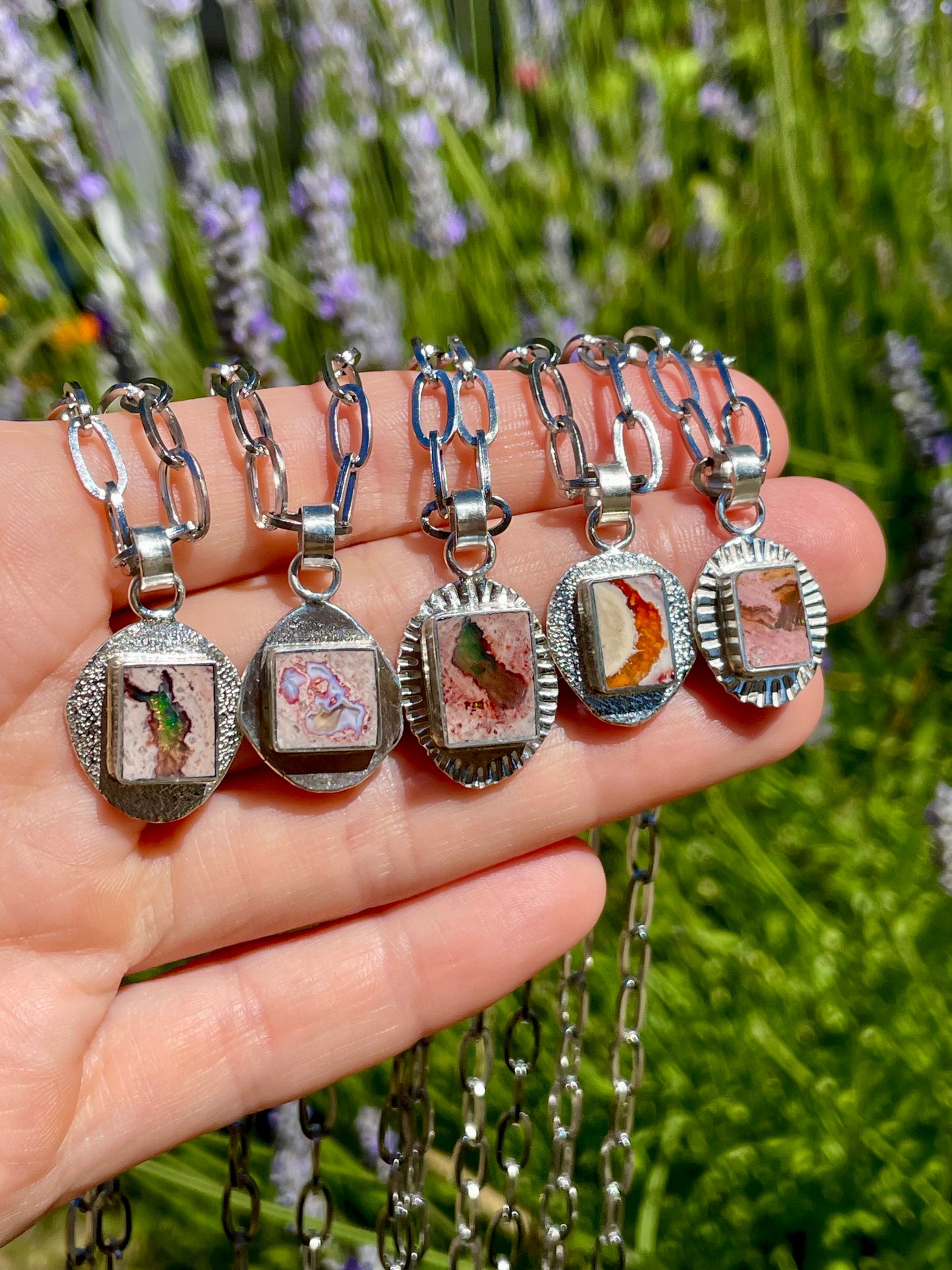 Mexican Fire Opal inlay Pendant 2