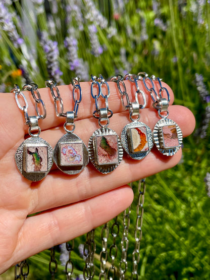 Mexican Fire Opal inlay Pendant 2