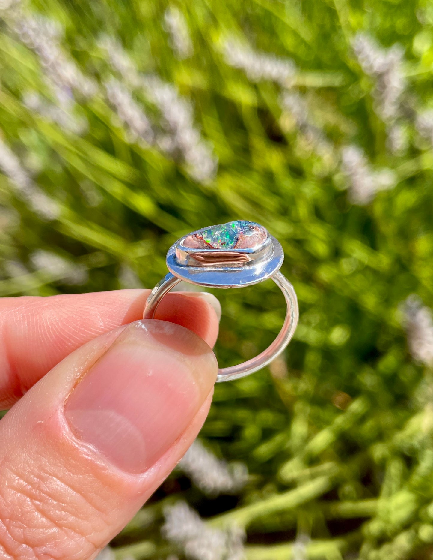Recycled Mexican Fire Opal Ring size 8.5