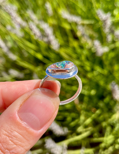 Recycled Mexican Fire Opal Ring size 8.5
