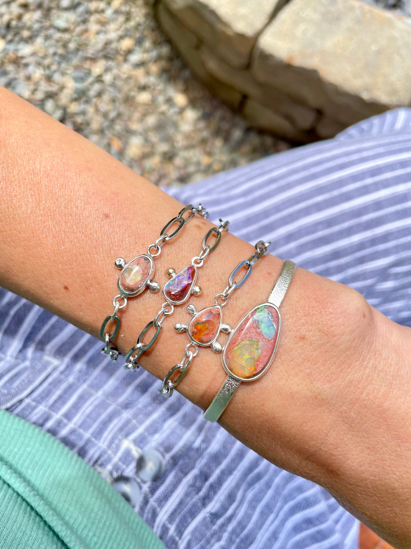 Mexican Fire Opal Cuff in Silver