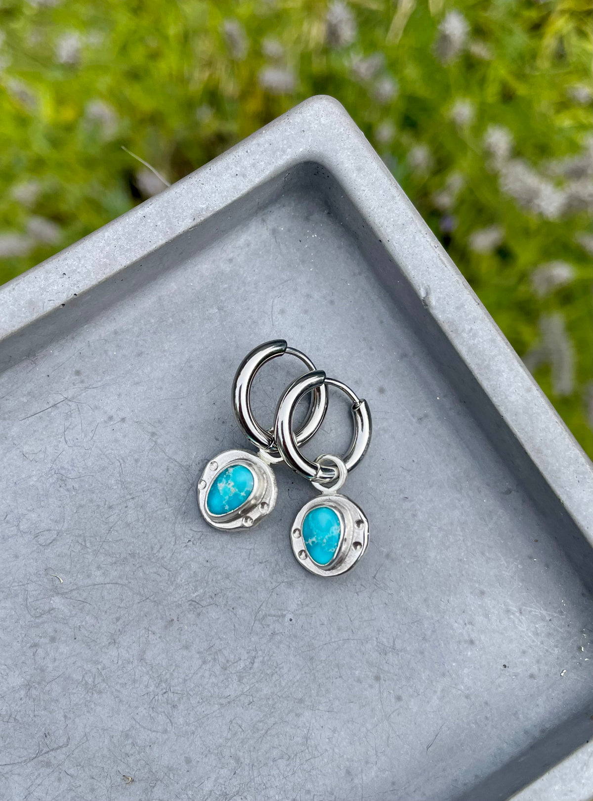 Whitewater turquoise Huggie Hoop Earrings 2