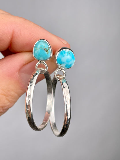 Turquoise Silver studs with hoops