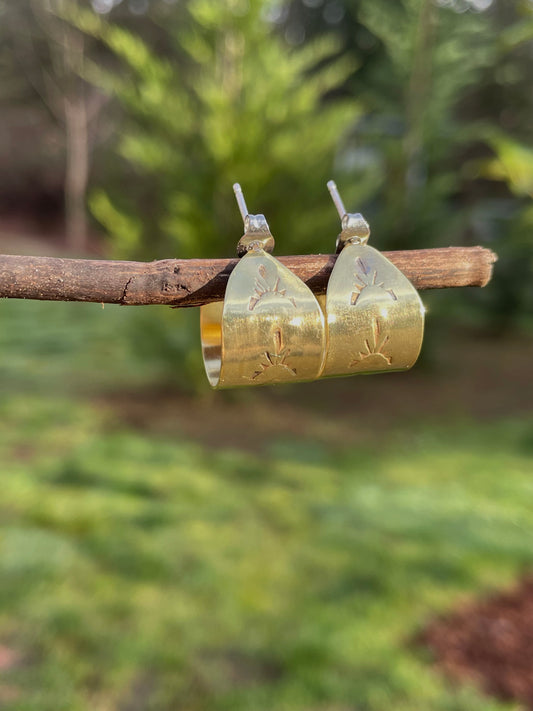X-Small Hand stamped Brass Hoops 1