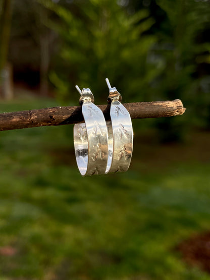 Hand stamped Sterling Hoops 2