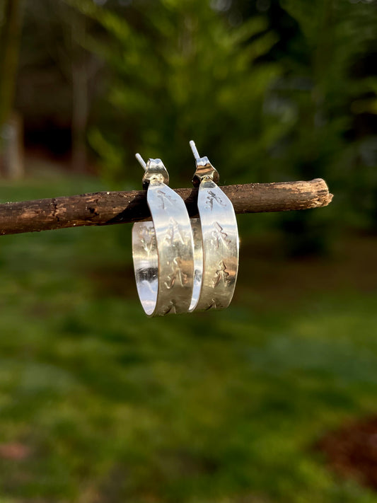 Hand stamped Sterling Hoops 2