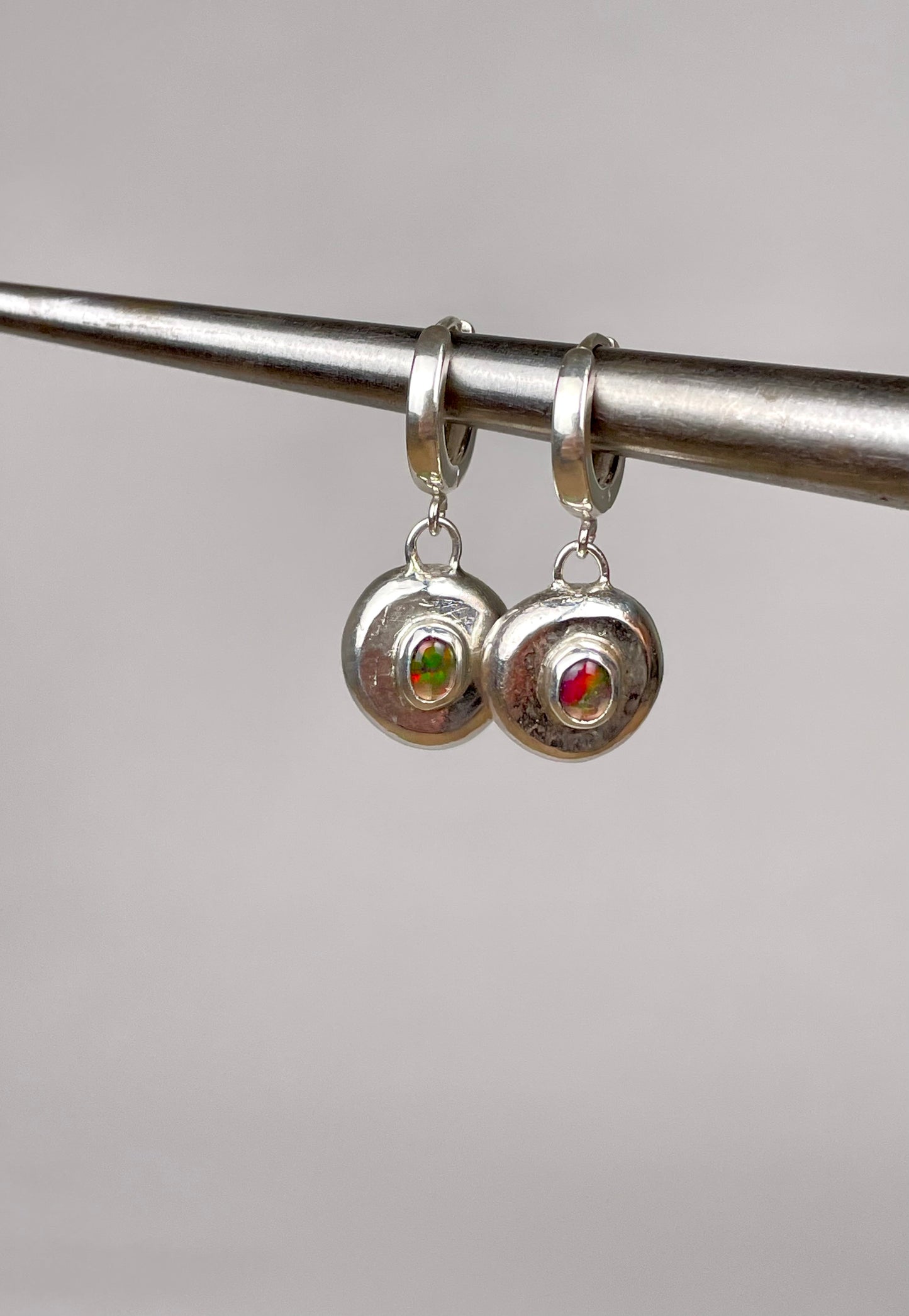 Mexican Fire Opal Huggie Hoop Earrings