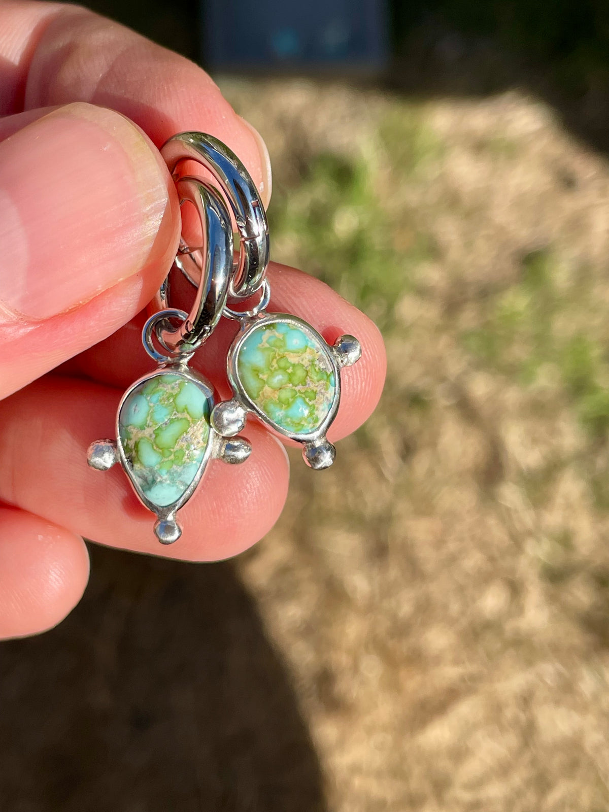 Sonoran Gold Turquoise Huggie Hoop Earrings