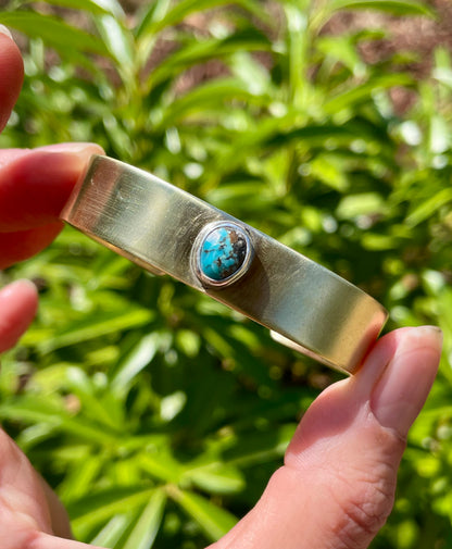 Chunky Turquoise Brass Cuff 3