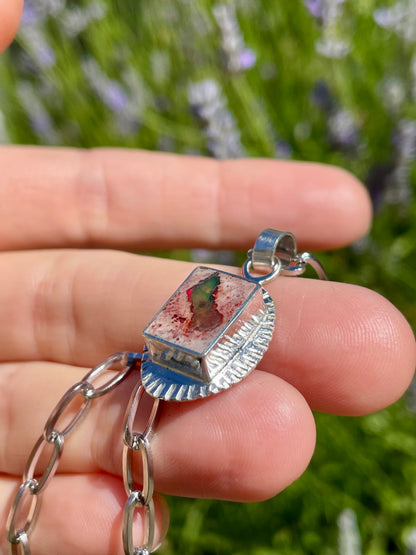 Mexican Fire Opal inlay Pendant 4