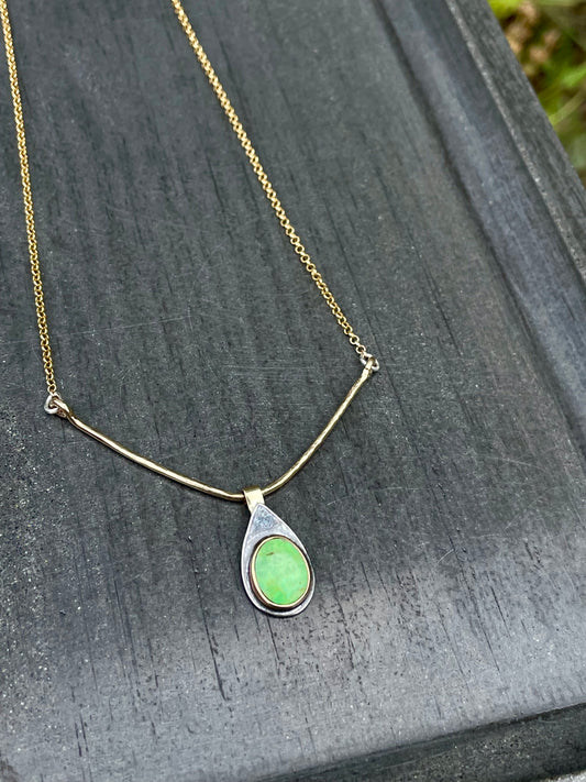 Australian Gaspeite in Gold and Silver