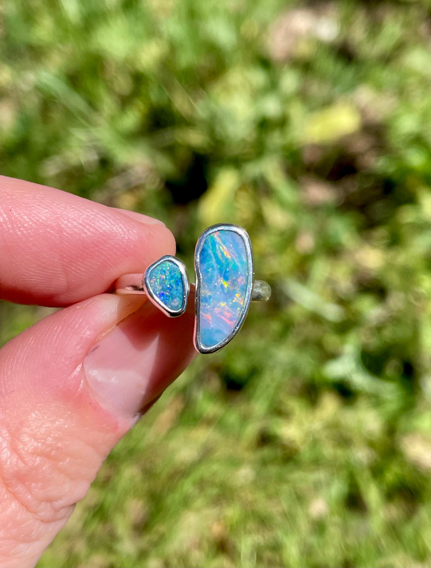 Australian Opal Split Ring Size 6.5-7.5