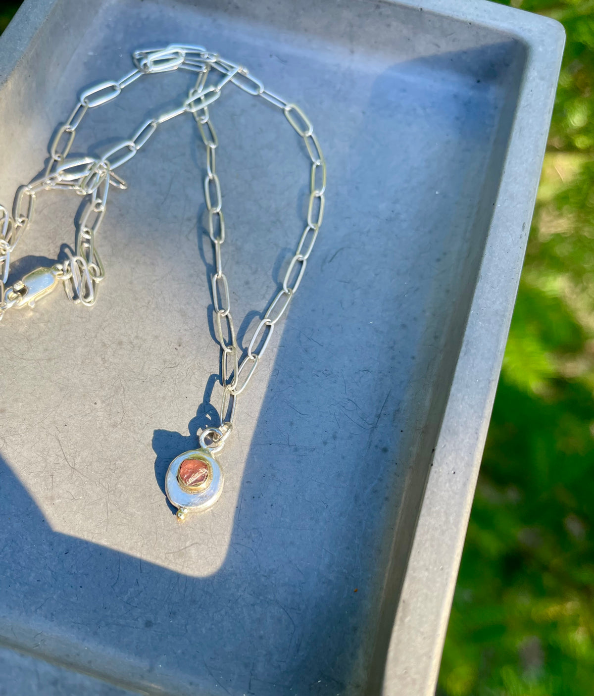 Raw Montana Sapphire Gold and Silver Necklace