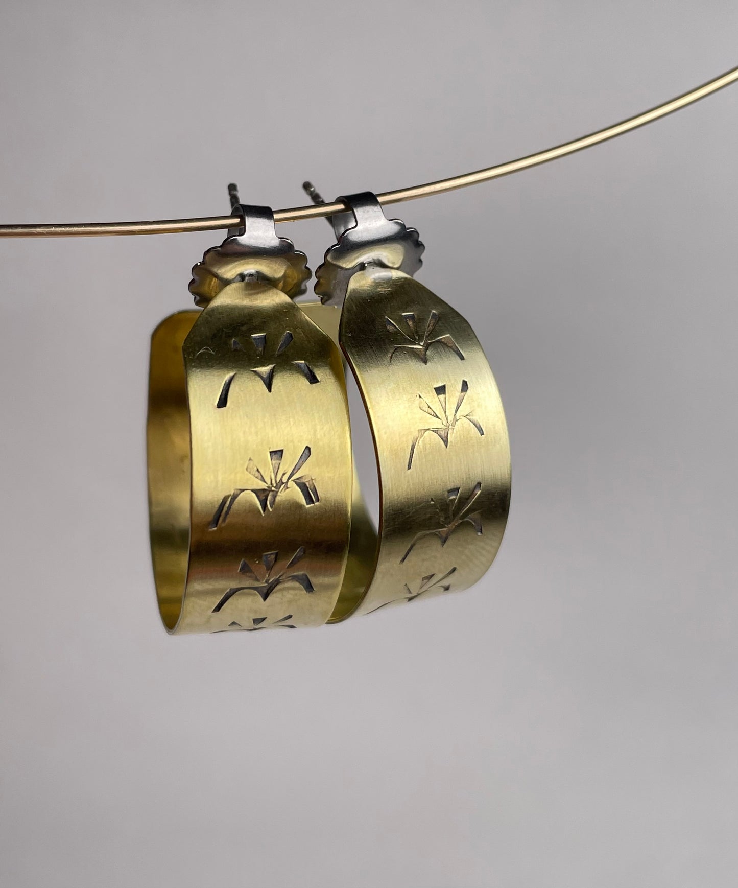 Hand stamped Brass Hoops 3