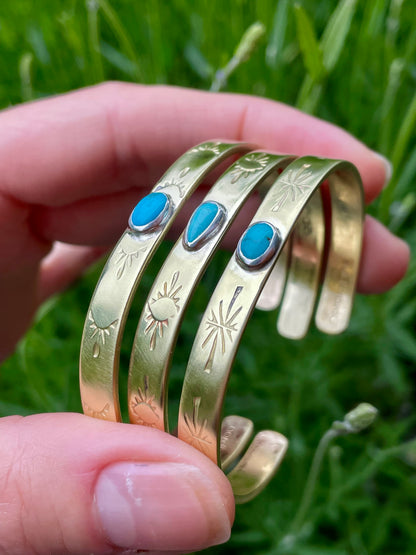 Turquoise Brass Cuff 2