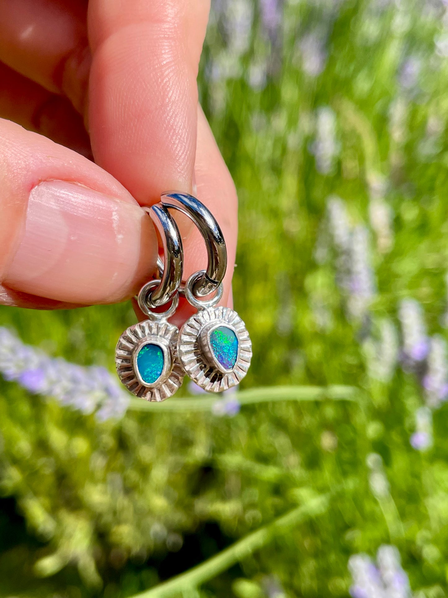 Australian Opal Huggie Hoops 1