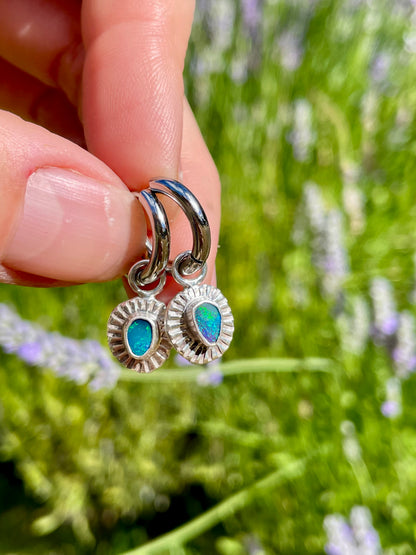 Australian Opal Huggie Hoops 1