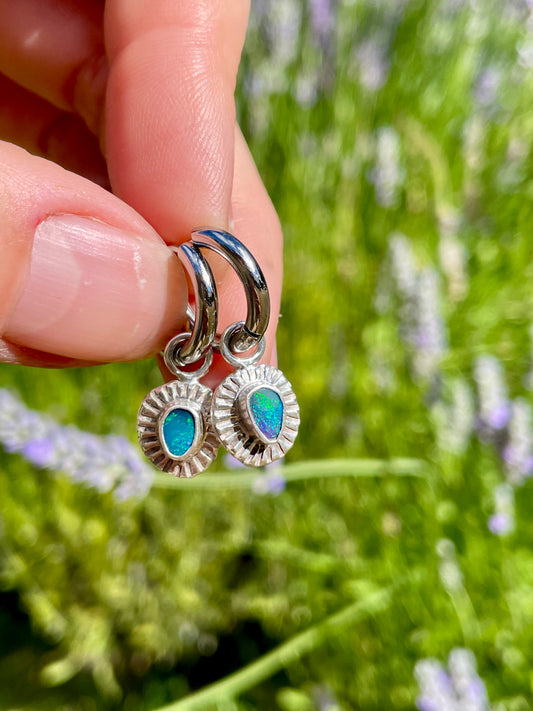 Australian Opal Huggie Hoops 1