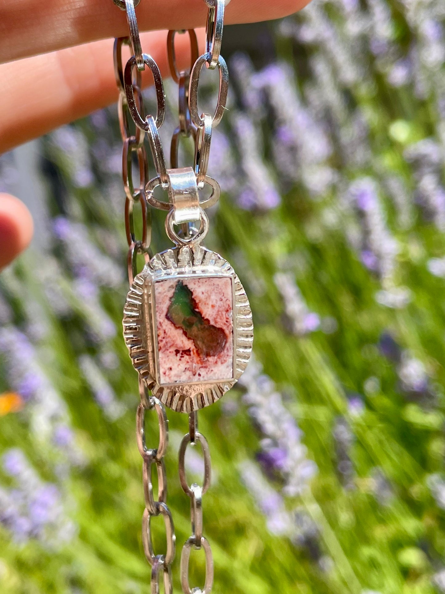 Mexican Fire Opal inlay Pendant 4